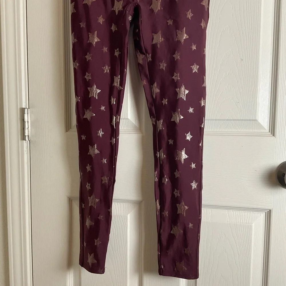 Spanx Leggings Girls XL Burgundy Stretch Star